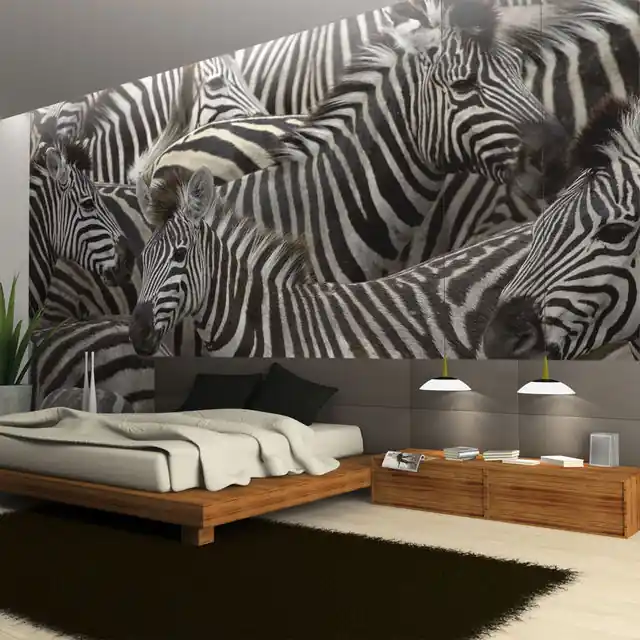 Preț redus Fototapet - Herd of zebras