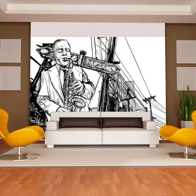 Fototapet - Saxophone recital on Broadway Plată sigură