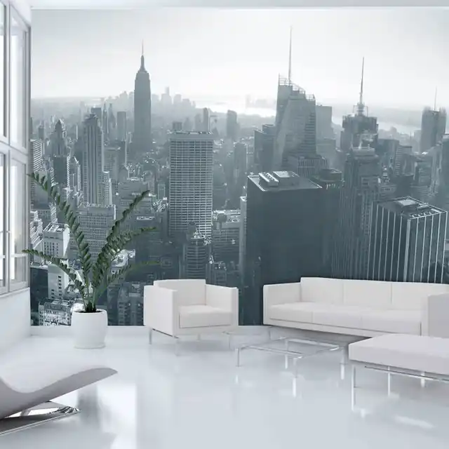 Fototapet - New York City skyline black and white Calitate înaltă
