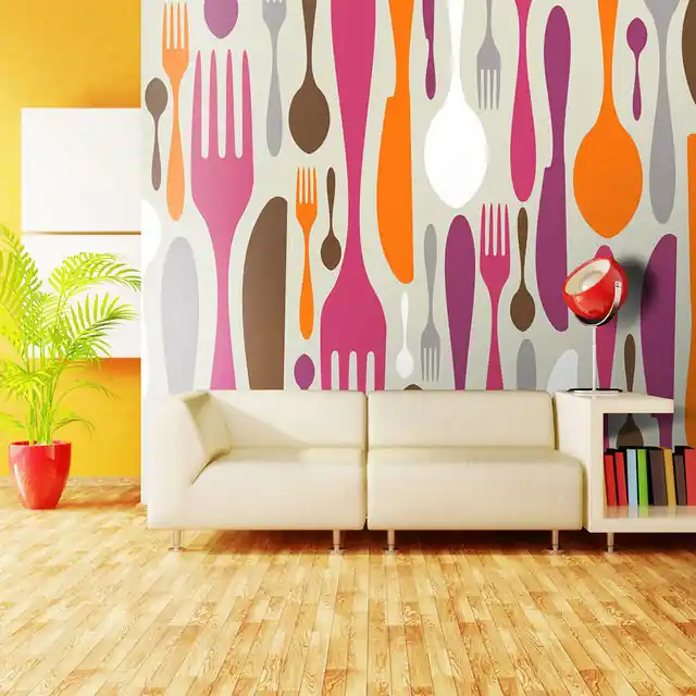 Fototapet - Cutlery - pink and violet Reducere