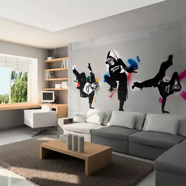Fototapet - Monkey dance - street art Super ofertă