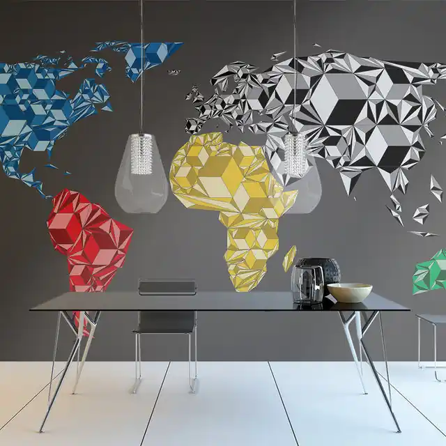 Reducere de preț Fototapet - Map of the World - colorful solids
