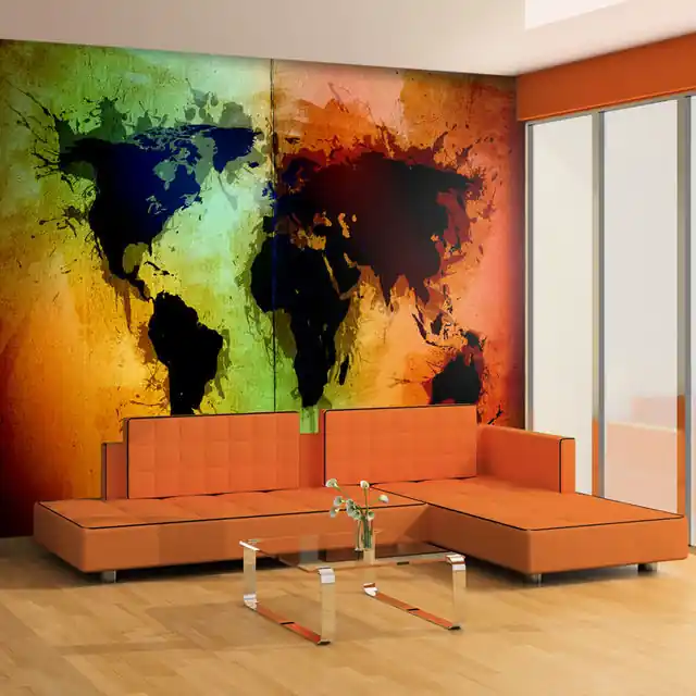 Ofertă exclusivă Fototapet - Black continents, colorful oceans...