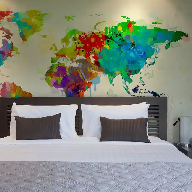 Discount Fototapet - Paint splashes map of the World