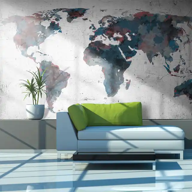 Fototapet - World map on the wall Vezi acum