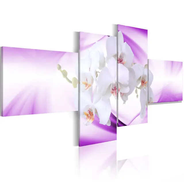 Tablou - The delicacy of orchid flowers on a violet background Calitate înaltă