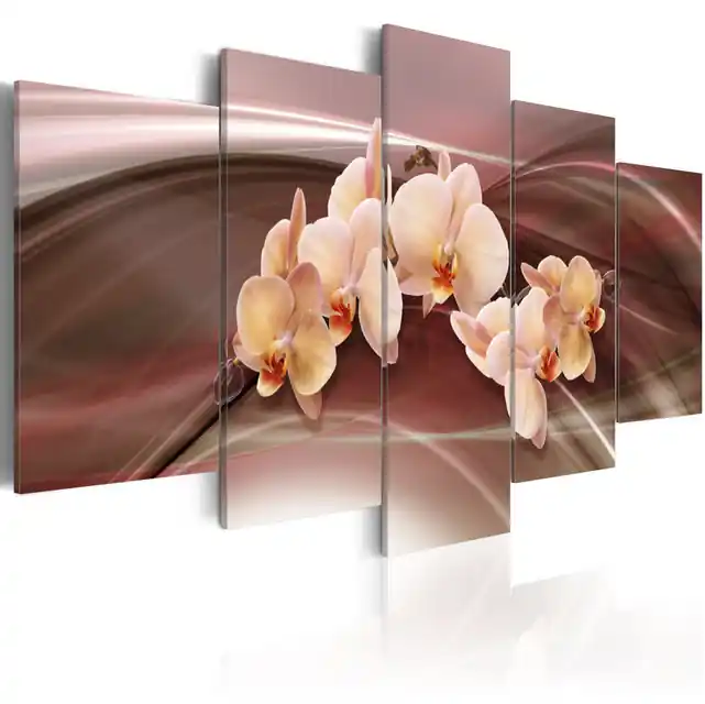 Plată sigură Tablou - Orchid flowers on a wavy background