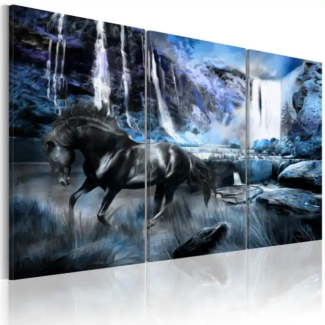 Preț mic Tablou - Waterfall in colour of sapphire