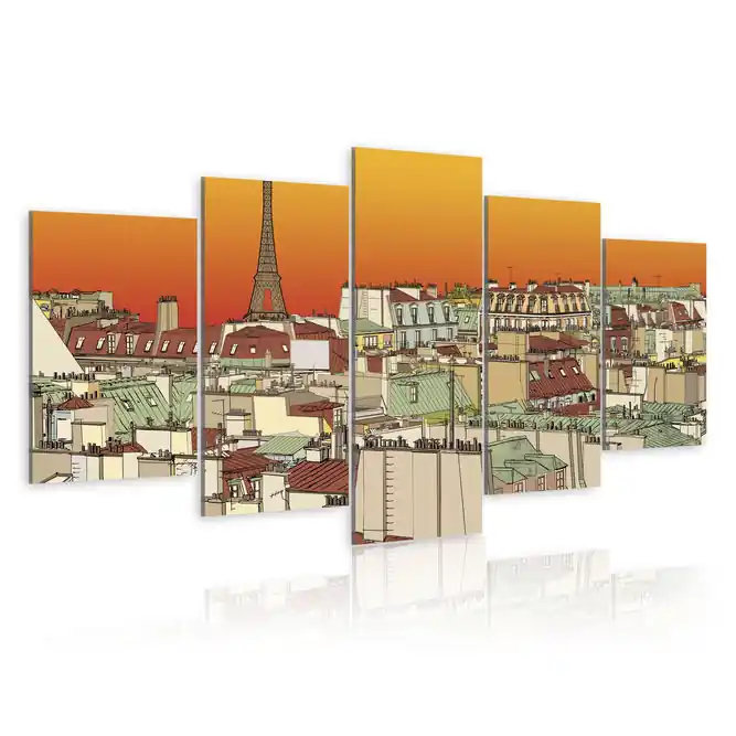 Cumpără online Tablou - Parisian sky in orange colour