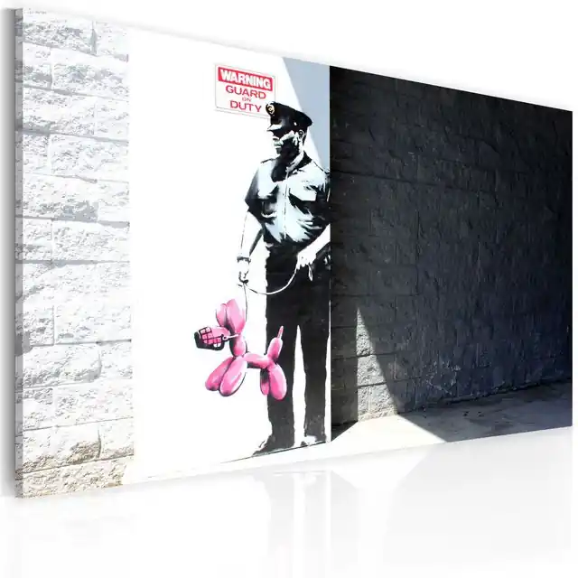 Tablou - Police guard and pink balloon dog (Banksy) Mai ieftin