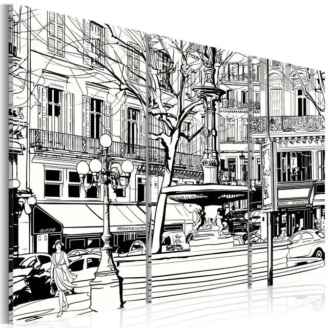 Tablou - Sketch of Parisian square Disponibil imediat