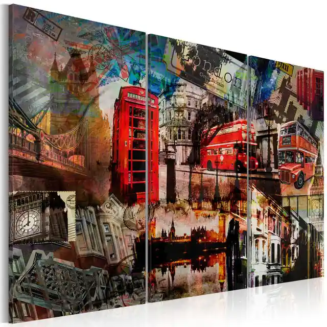 Ofertă specială Tablou - London collage - triptych