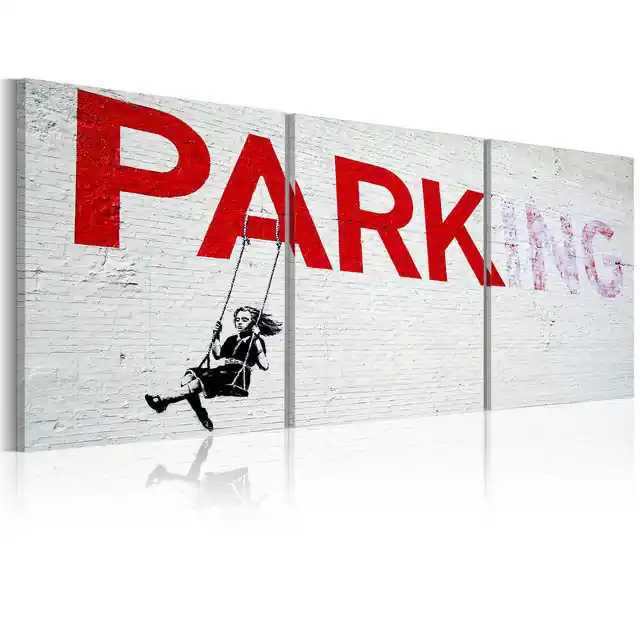 Reducere de preț Tablou - Girl on a swing (Banksy)