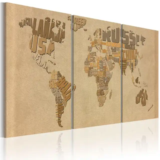 Preț mic Tablou - The world map in beige and brown