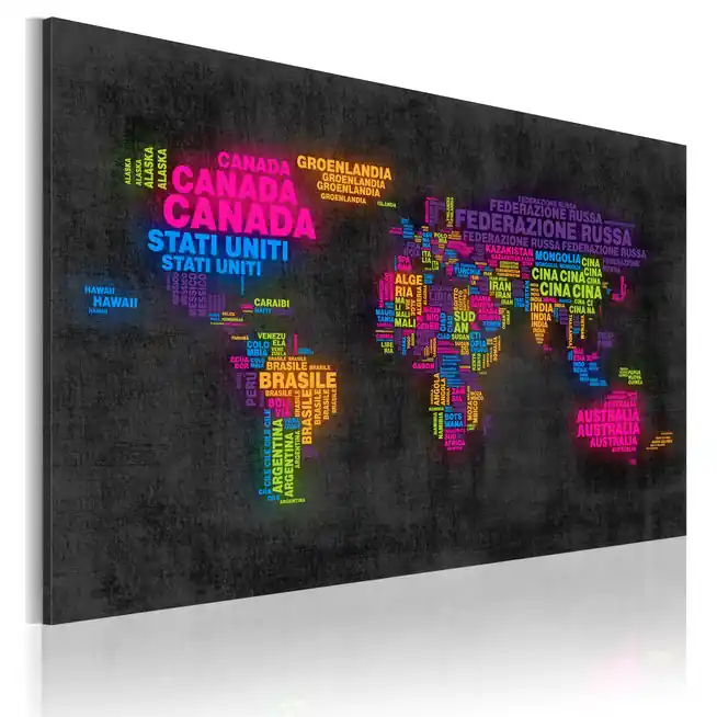 Ieftin Tablou - The map of the World - Italian names of countries