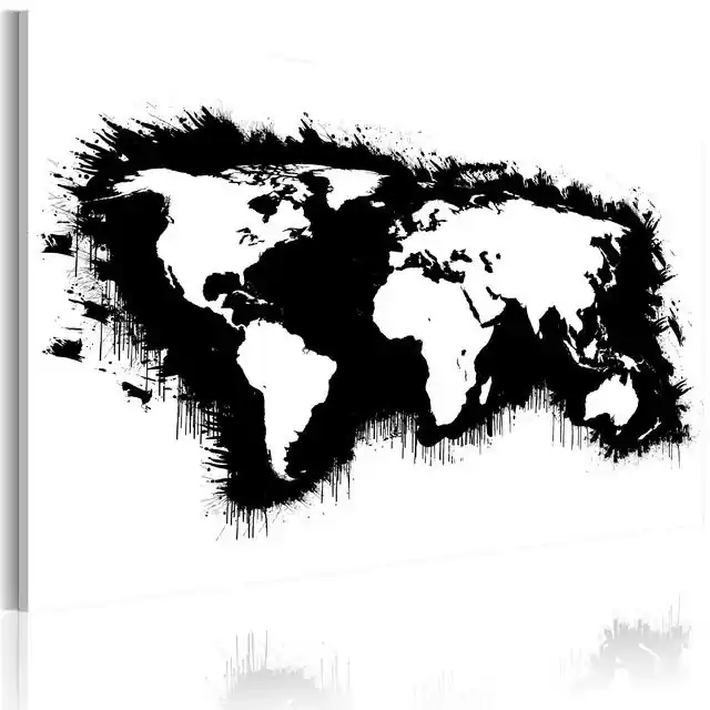 Tablou - Monochromatic map of the World Disponibil imediat