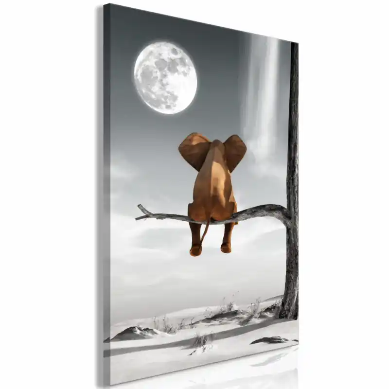 Tablou - Elephant and Moon (1 Part) Vertical Ofertă limitată