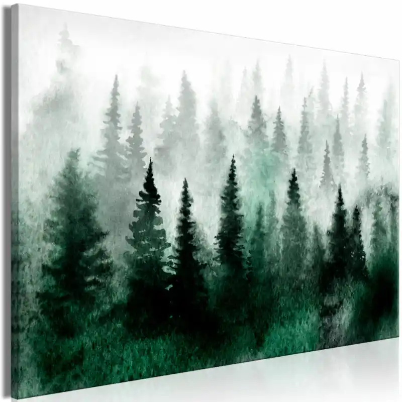 Reducere extra Tablou - Scandinavian Foggy Forest (1 Part) Wide