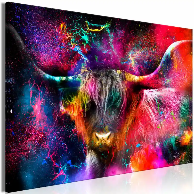 Cumpără online Tablou - Colorful Bull (1 Part) Wide