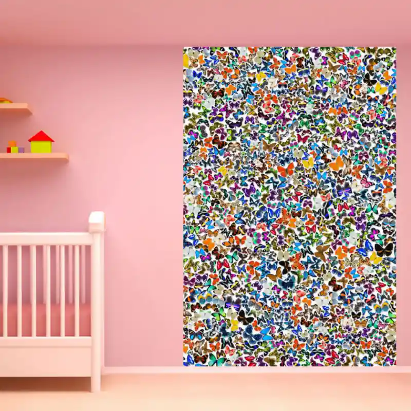 Fototapet - Natură Multicoloră - Fundal Colorat Plin cu Fluturi Diferiți pentru Copii Lichidare de stoc