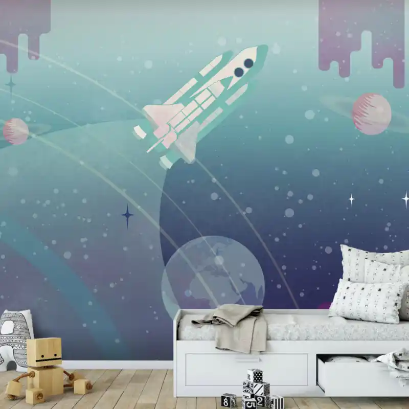 Fototapet - Aventură spațială - ilustrație a rachetei interplanetare Reducere specială