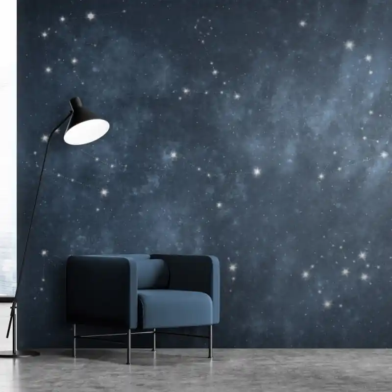 Fototapet - Stele - constelații ale zodiacului în cosmos de culoare bleu marin Cumpără acum