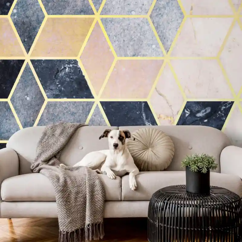 Fototapet - Model geometric albastru Expediere rapidă