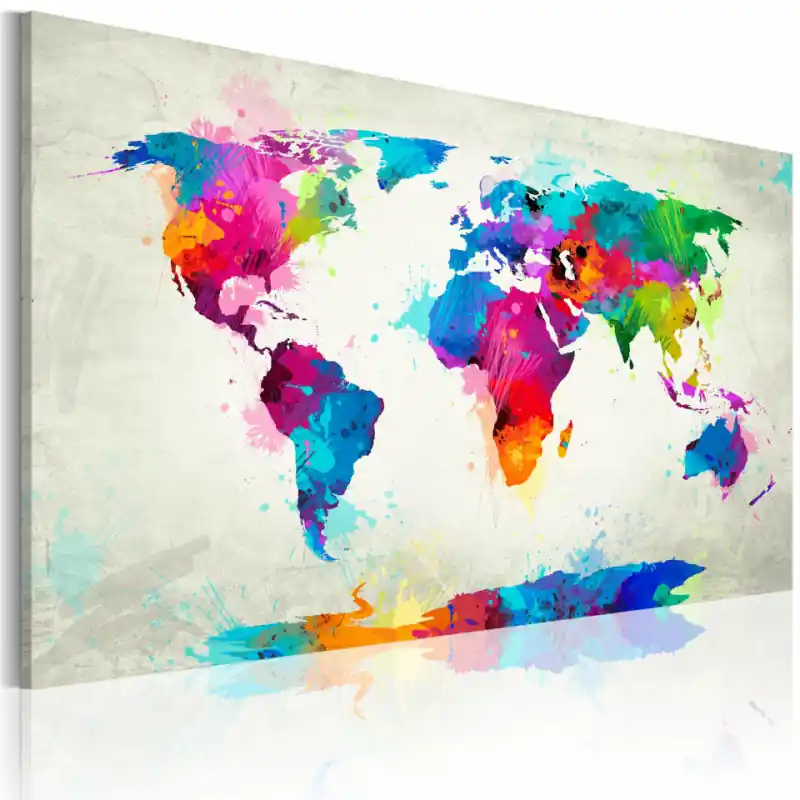 Tablou - Map of the world - an explosion of colors Retur ușor