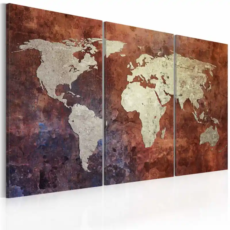 Super ofertă Tablou - Rusty map of the World - triptych