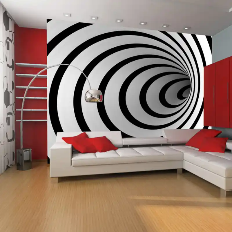 Fototapet - Black and white 3D tunnel Reducere extra