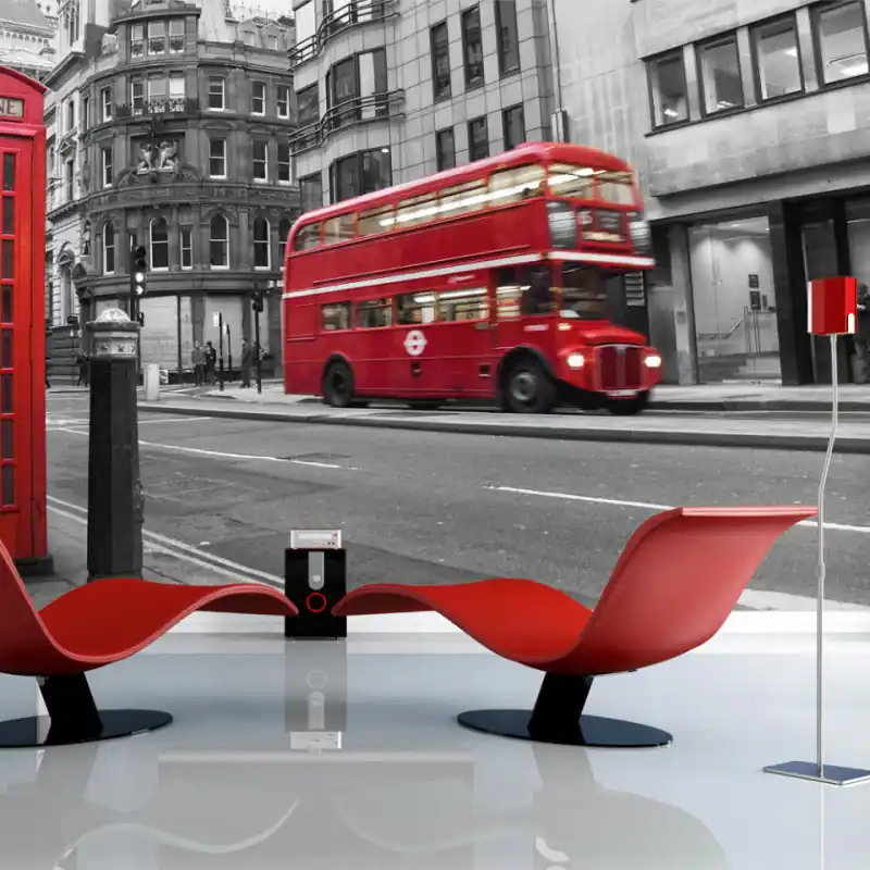 Fototapet - Red bus and phone box in London Ofertă exclusivă
