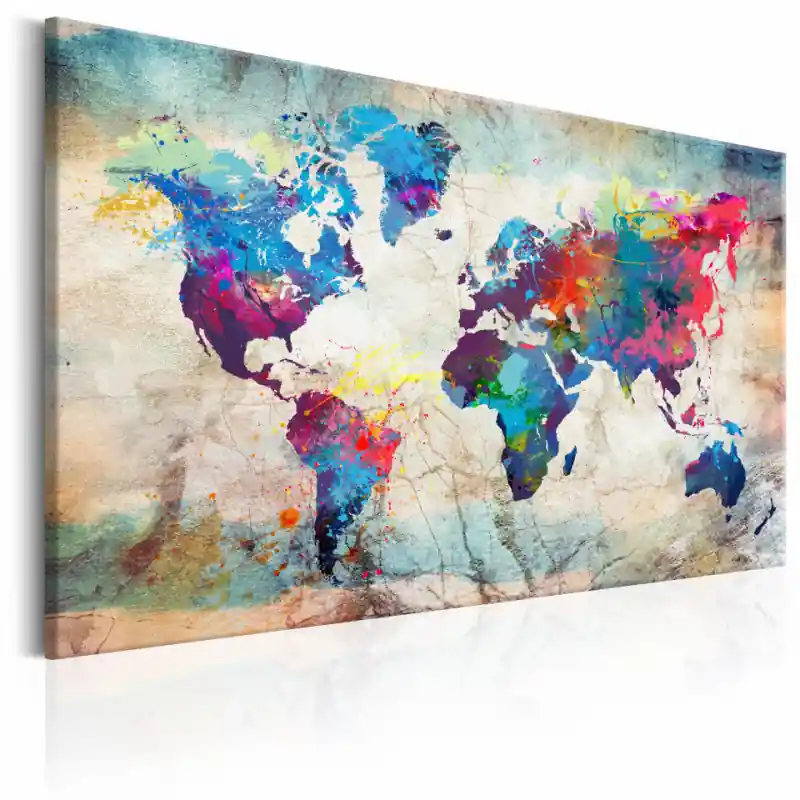Livrare rapidă Tablou - World Map Colourful Madness