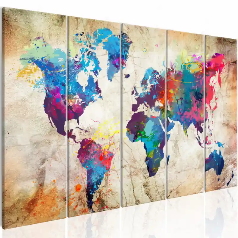 Ofertă de sezon Tablou - World Map Colourful Ink Blots