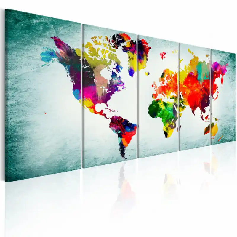 Bestseller Tablou - World Map Green Vignette