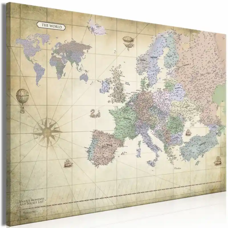 Tablou - Map of Europe (1 Part) Wide Reducere de preț