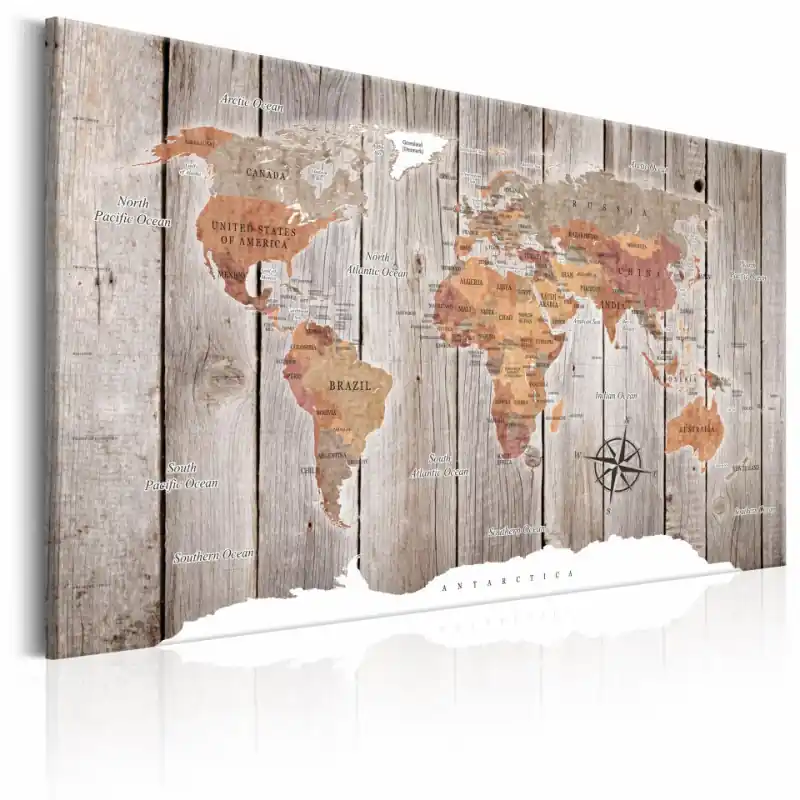 Ultima șansă Tablou - World Map Wooden Stories