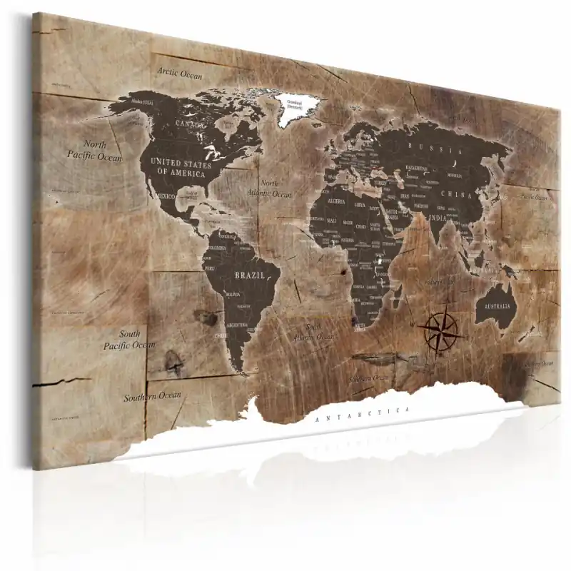 Super ofertă Tablou - World Map Wooden Mosaic