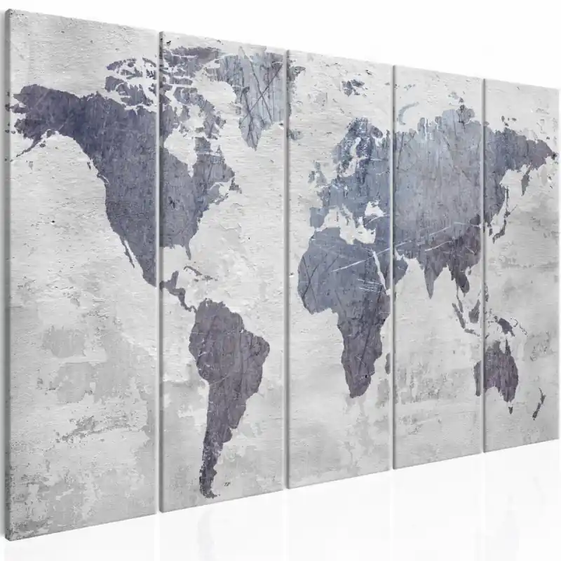 Plată securizată Tablou - Concrete World Map (5 Parts) Narrow