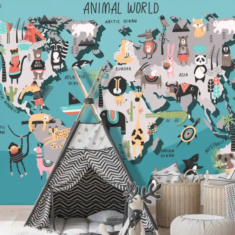 Reducere Fototapet - Animal Map