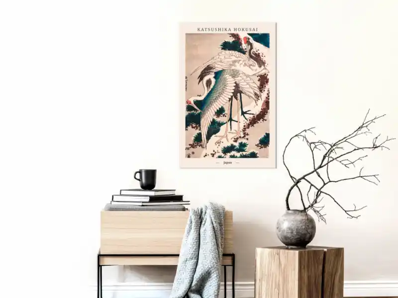 Discount Tablou - Japanese Cranes (1 Part) Vertical