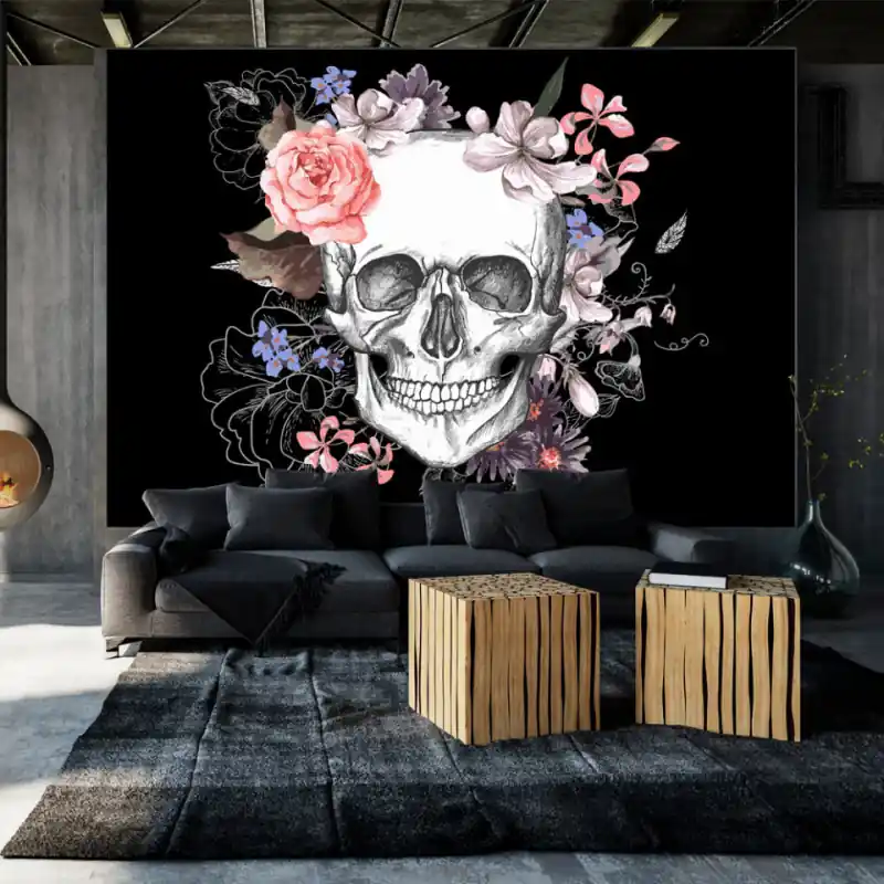Fototapet - Skull and Flowers Bestseller