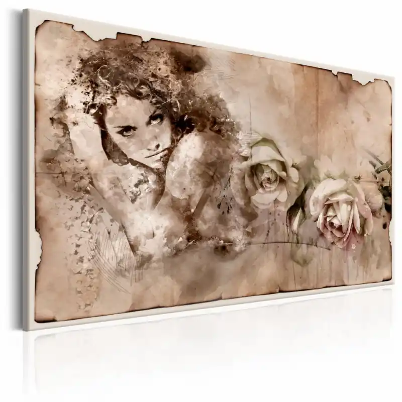 Tablou - Retro Style Woman and Roses Noutate