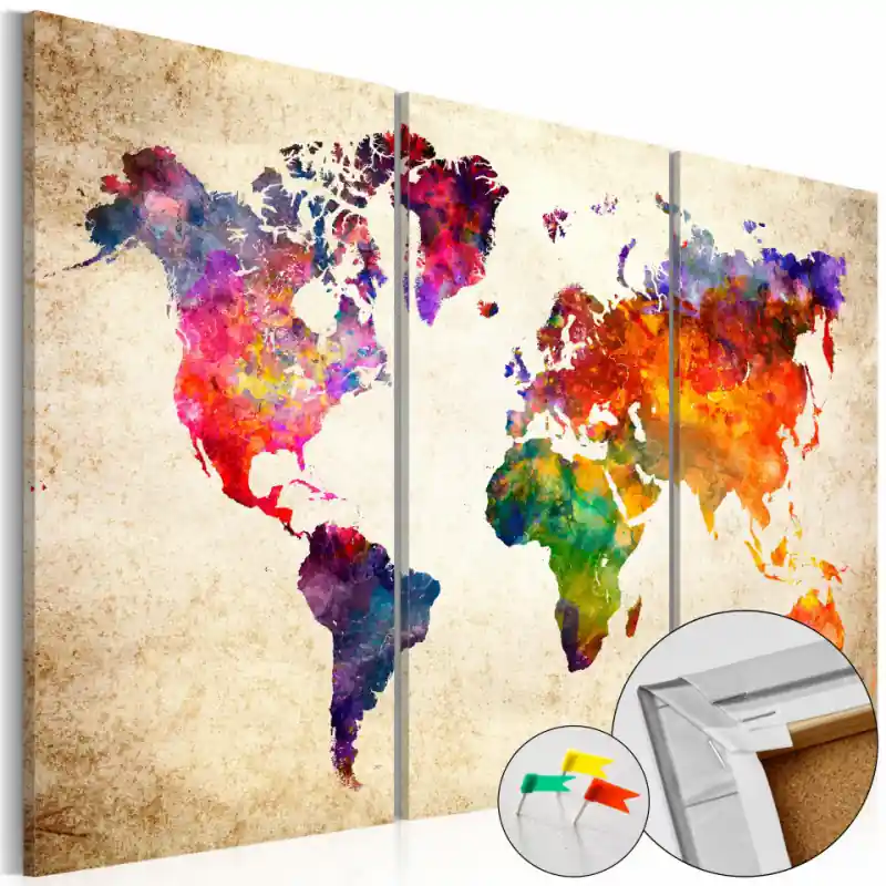 Tablou din plută - Corkboard Map in Watercolor Cumpără acum