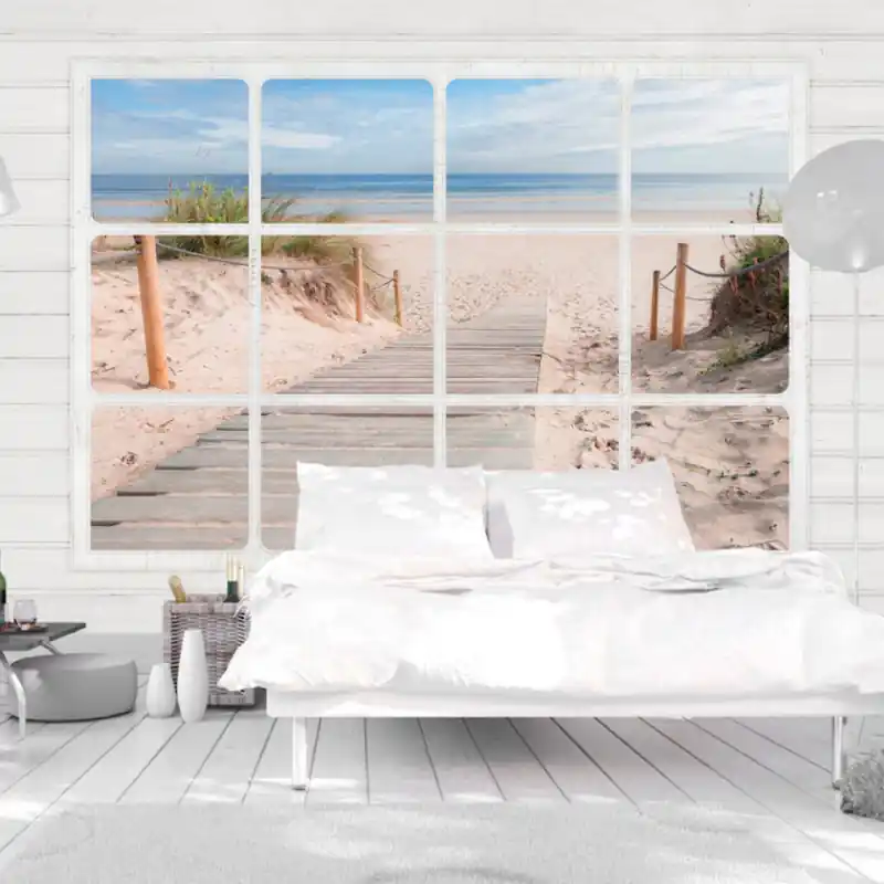 Ieftin Fototapet - Window & beach