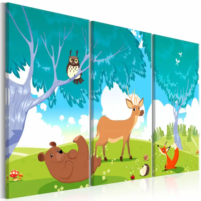 Tablou - Friendly Animals (3 Parts) Reducere