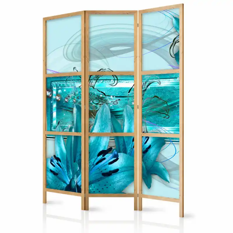 Paravan japonez - Lilies in Pale Blue I Cumpără online