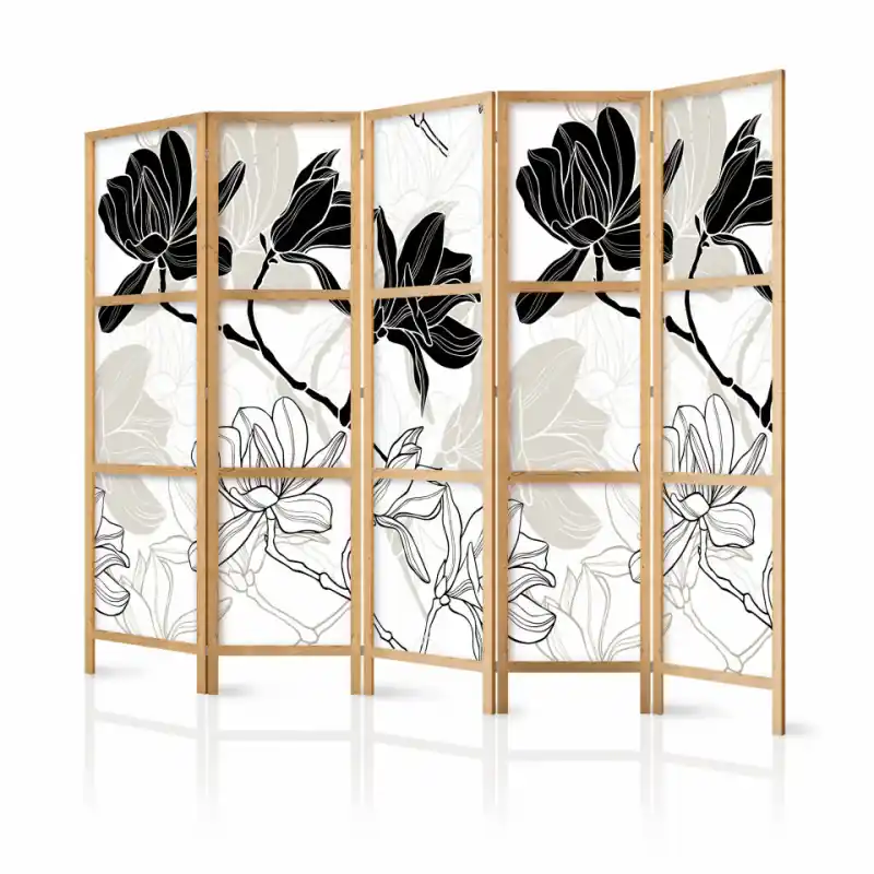Preț promoțional Paravan japonez - Black and White Flowers II