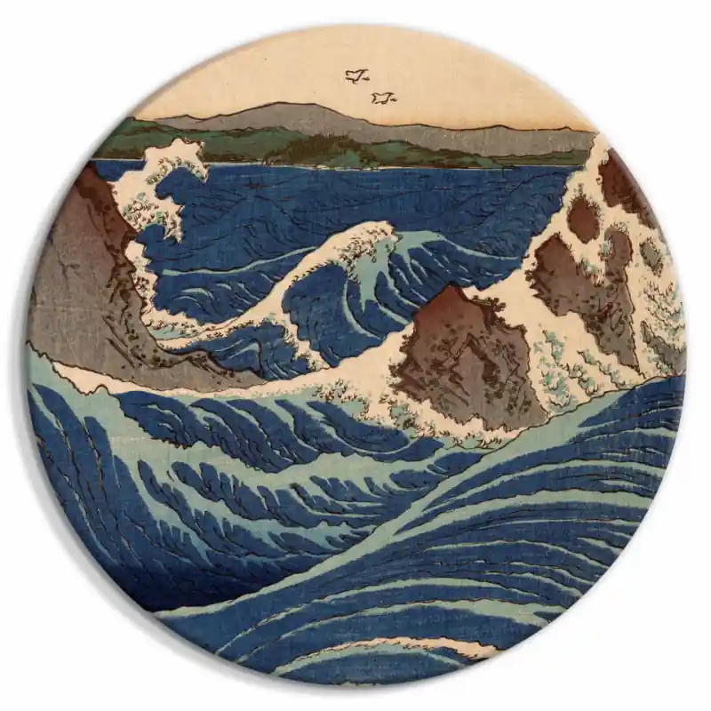 Lichidare de stoc Tablou rotund - Japanese Woodcut Utagawa Hiroshige - Great Blue Wave