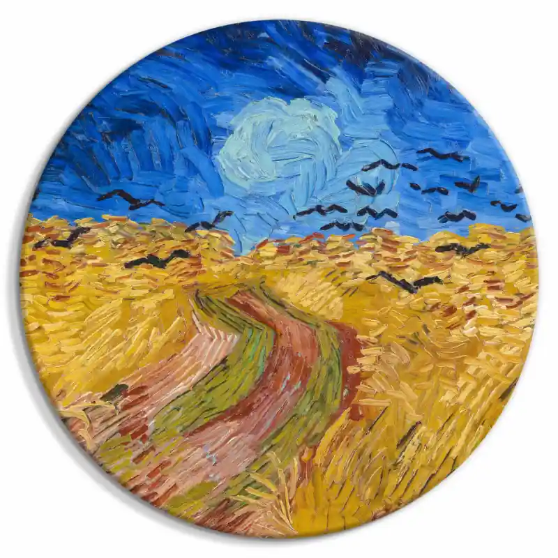 Tablou rotund - Wheat Field With Crows, Vincent Van Gogh - Summer Countryside Landscape Noutate