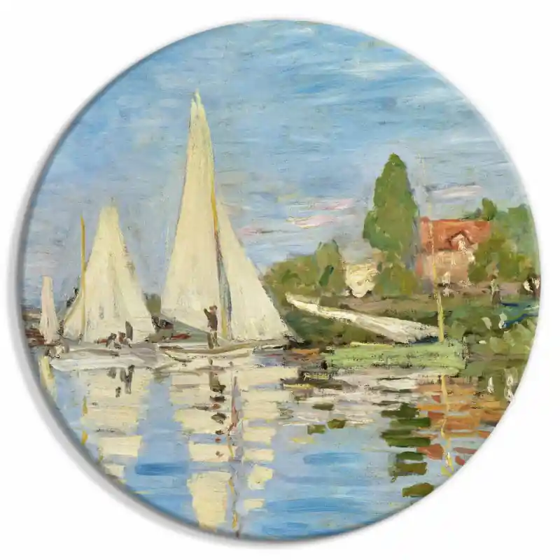 Reducere extra Tablou rotund - Regatta in Argenteuil, Claude Monet - The Landscape of Sailboats on the River